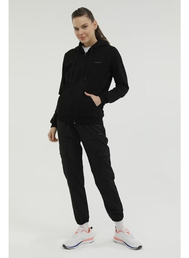 LUMBERJACK W-SN77 Basic Full Zip Hoo Black Women's Tracksuit Top - Image 4